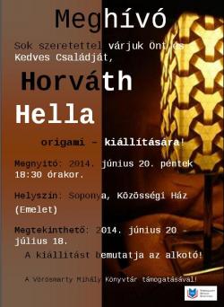 Horváth Hella origami kiállítása Soponyán