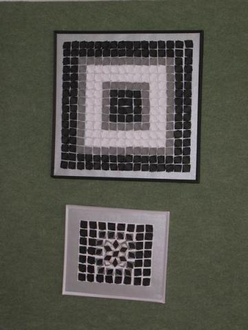 Részlet Újhegyi Györgyné Grőbel Eleonóra Vasarely nyomában origamival című kiállításából