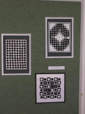 Részlet Újhegyi Györgyné Grőbel Eleonóra Vasarely nyomában origamival című kiállításából